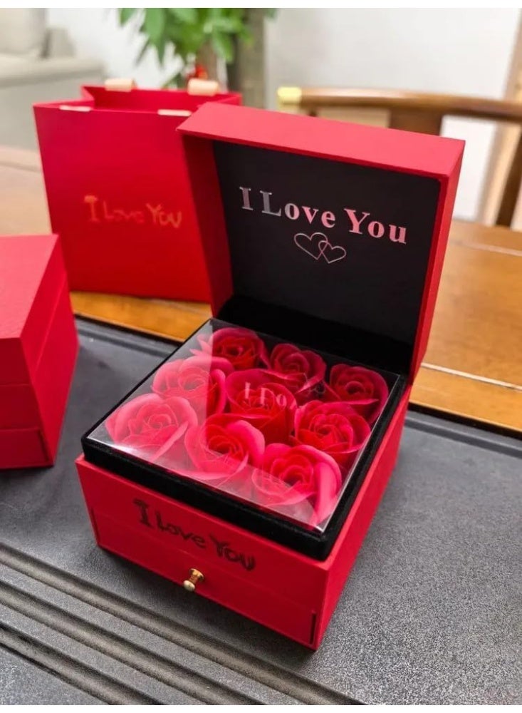 Elegant rose-themed jewelry storage box for organizing and displaying rings or necklaces - Image 3